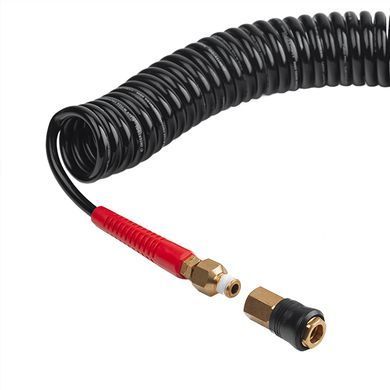 Шланг BLACK M-Flex 5.5х8мм, 10м спіральний поліуретановий з поворотним шарніром, латунними швидкороз