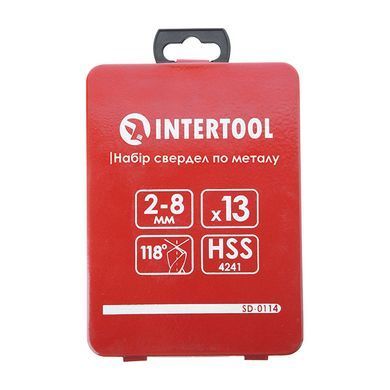 Набір свердел по металу HSS 13шт (2.0-8.0), полірована сталь INTERTOOL SD-0114