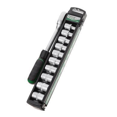 Набір головок 10 од., 8-19 мм, 1/2", рукоятка з храповим механізмом INTERTOOL ET-6013