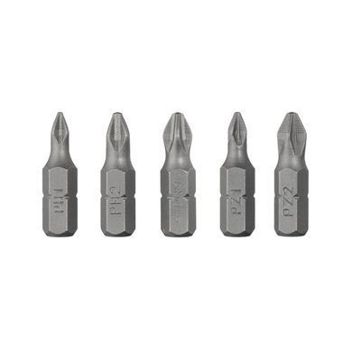 Комплект викруткових насадок PH1, PH2, PZ1, PZ2 1/4" * 25 мм уп. 5 од., S2, STORM INTERTOOL VT-0210
