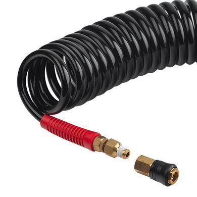 Шланг BLACK M-Flex 8х12мм, 15м спіральний поліуретановий з поворотним шарніром, латунними швидкороз'