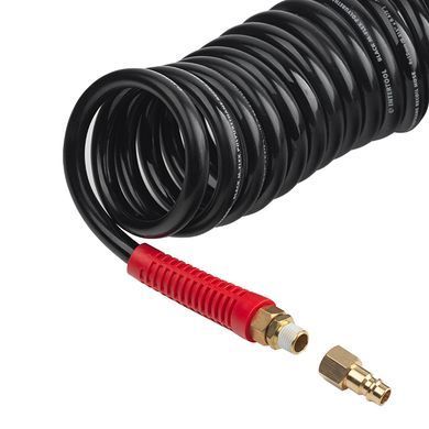 Шланг BLACK M-Flex 8х12мм, 15м спіральний поліуретановий з поворотним шарніром, латунними швидкороз'