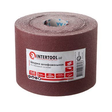 Шкурка шліфувальна на тканинній основі К60, 20cм x 50м INTERTOOL BT-0716