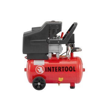 Компресор, 24 л, 1,2 кВт, 220 В, 8 атм, 205 л/хв, 80 дБ INTERTOOL PT-0020