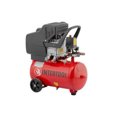 Компресор, 24 л, 1,2 кВт, 220 В, 8 атм, 205 л/хв, 80 дБ INTERTOOL PT-0020