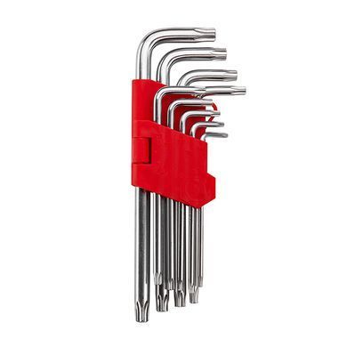 Набір ключів Г-подібних TORX родовжених з отвором 9 шт.,Т10-Т50, Cr-V