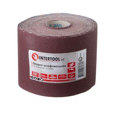Шкурка шліфувальна на тканинній основі К80, 20cм x 50м INTERTOOL BT-0718