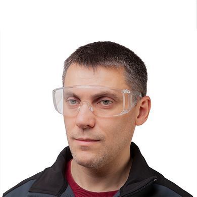 Окуляри захисні прозорі, матеріал лінз полікарбонат, матеріал заушников полікарбонат, захист від удару, оптичний клас 1