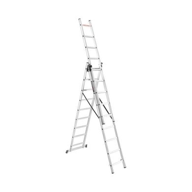 Лестница алюминиевая 3-х секционная универсальная раскладная 3x9 ступ. G-Tools