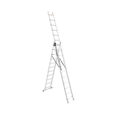 Лестница алюминиевая 3-х секционная универсальная раскладная 3x12 ступ. G-Tools