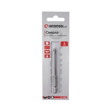 Свердло по склу та кераміці 6 мм HEX 1/4 '' (6.35mm)
