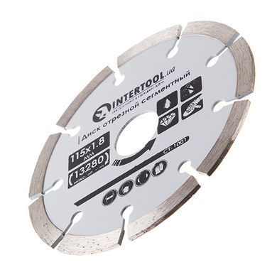 Диск відрізний сегментний алмазний, 115 мм, 16-18% INTERTOOL CT-1001