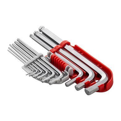Набір ключів Г-подібних шестигранних із кулястим наконечником 9 шт., 1.5-10 мм, S2, PROF