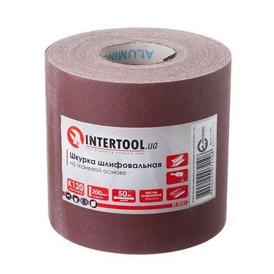 Шкурка шліфувальна на тканинній основі К120, 20cм x 50м INTERTOOL BT-0721