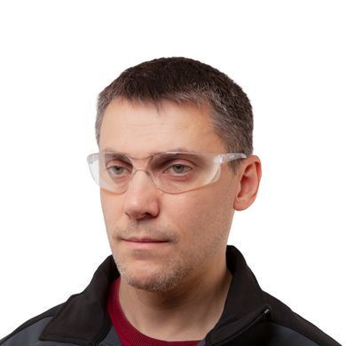 Окуляри захисні прозорі, матеріал лінз полікарбонат, матеріал заушников полікарбонат, захист від удару