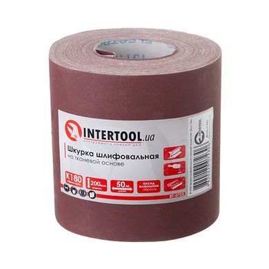 Шкурка шліфувальна на тканинній основі К180, 20cм x 50м INTERTOOL BT-0723