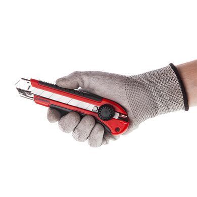 Ніж з металевою напрямною під лезо 25 мм, прогумоване руків'я INTERTOOL HT-0526