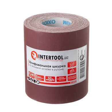 Шкурка шліфувальна на тканинній основі К240, 20cм x 50м INTERTOOL BT-0725